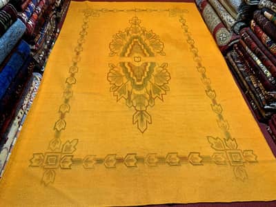 handmade Vintage Overdye kilim Rug | Handknotted Kilim Rugs | 7x10 ft