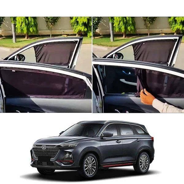 Oshan X7 Car Window Railing Curtains Sun shades UV Rays Protection Blinds (4 Pcs)