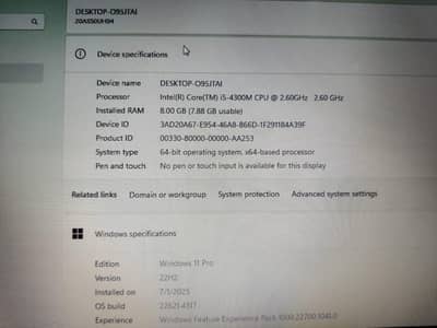 Lenovo i5 4th gen 8gb ram 128 gb SSD 320gb hard drive