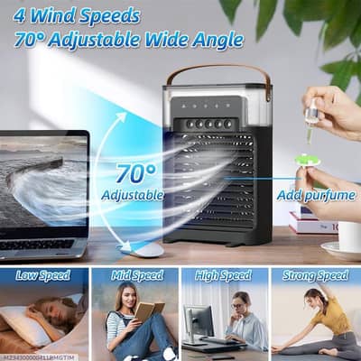 Portable mini air cooler 4 wind black ABS 70F