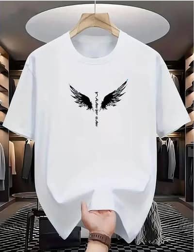 Men's White Printed Wings Dri Fit T-Shirt XL to Small