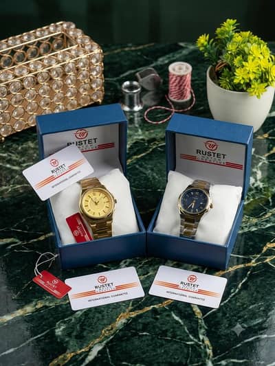Rustet Luxury Quartz Watch Pair – Premium Steel
