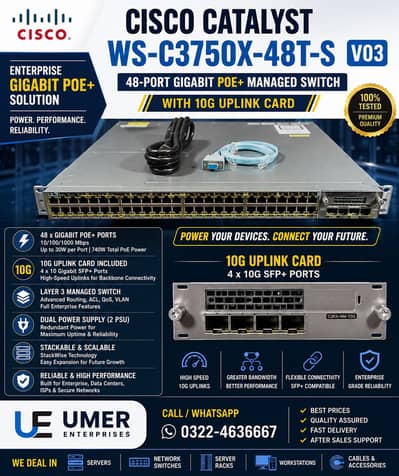 Cisco 3750X GIGA POE WITH 10G CARD SWITCH
