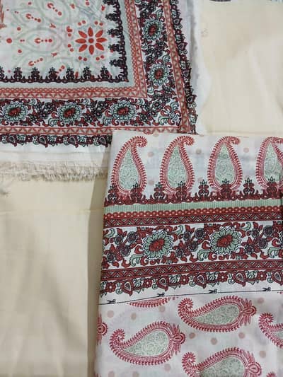 3 piece lawn suit / plain and embroidered