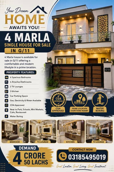 4 Marla Double Story House For Sale In G/11 Attach Too Markez