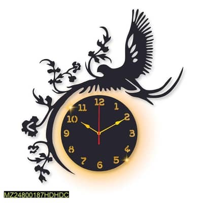 Laminated Wall Clock with Eagle Design & Backlight