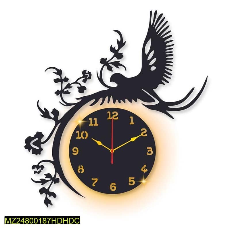 Laminated Wall Clock with Eagle Design & Backlight 1