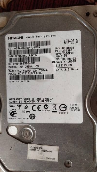head 160GB model HiTACHi