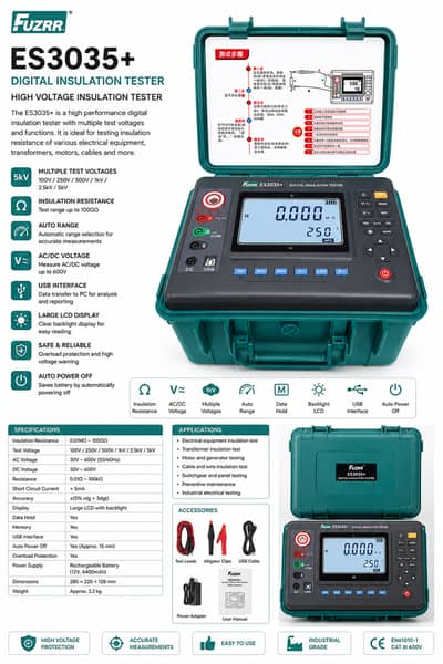 ES3035E+ FUZRR Digital Insulation Resistance Meter 10KVA