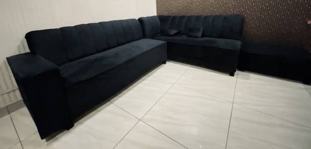 Premium Quality Matt black L-Shaped Sofa for sale