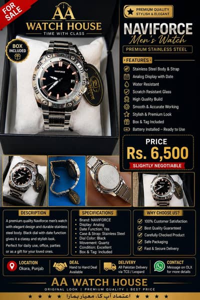 Naviforce Men's Watch | Stainless Steel | Box Included