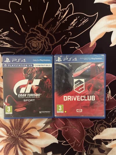 Gran Turismo Sports and Driveclub ps4 game cd disk