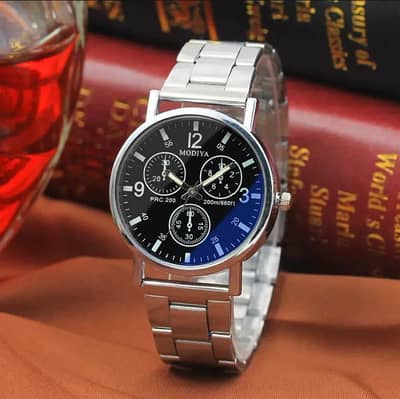 Modiya steal band watch black 3D display    delivery all over Pakistan