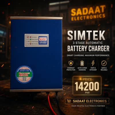 SIMTEK 3 Stage Automatic Battery Charger | 12V Smart Charger | Fast Ch