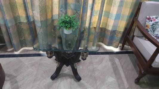 Solid Wood 3-Piece Table set with Glass top-Excellent Condition