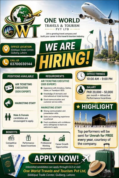 Experience Staff For Travels Agency