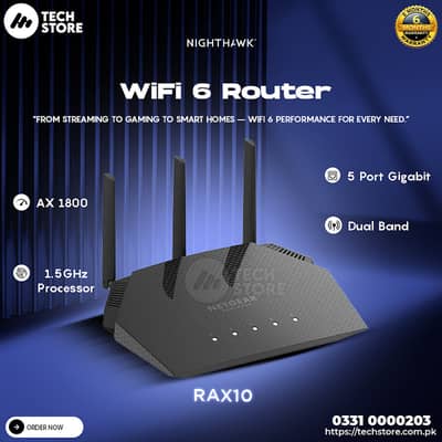 NETGEAR Nighthawk RAX10 AX1800 WiFi 6 Router – 4-Stream Dual-Band