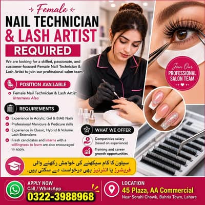 Salon Staff Required – Nail Technician & Lash Artist