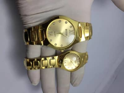 Gold tone couple watch set Radp 2 pice luxury formal wear