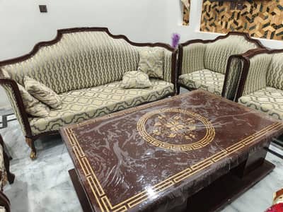 Chinioti wooden sofa set (3+1+1+ table)