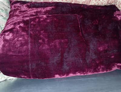 Maroon floral velvet Razai