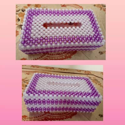 Hand made beads tissue box