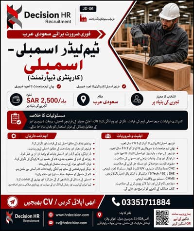 Team leader assembly Carpentry department .