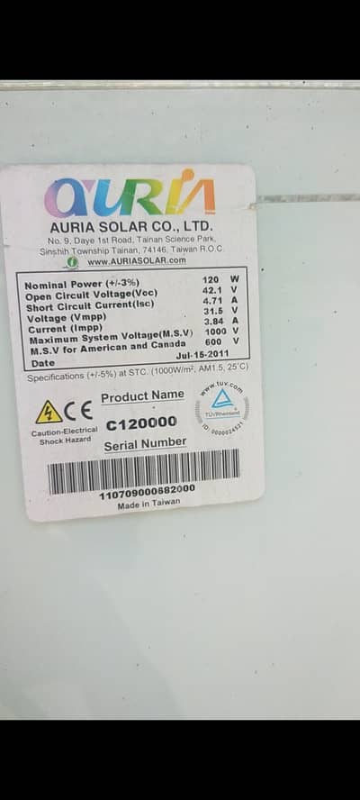 Solar Panels 120 Watt