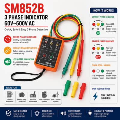 Phase Sequence Meter SM852B | 3 Phase Rotation Detector In Pakistan