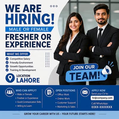 hiring on urgent base male and female