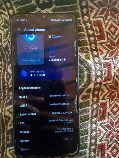 TECNO ZTE BLADE A54