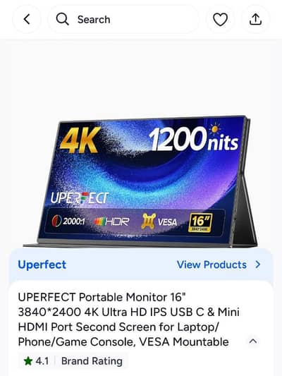 Uperfect portable monitor 4k resolution