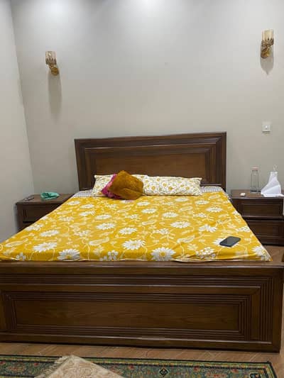 Wooden King Size Bed with Side tables