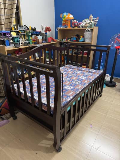 Wooden Baby Cot along with mattress for Sale