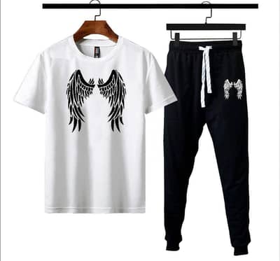 Men Cotton Track Suit Black Wing Graphic Medium To XL
