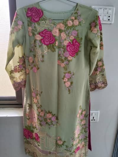 3 Piece Embroidered Chiffon Suit with Net Dupatta