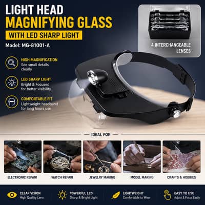 MG-81001-A LED Head Magnifying Glass In Pakistan