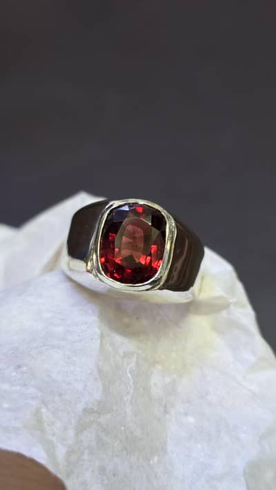 Rhodolite garne yaqoot 100% natural original gemstone pure silver ring