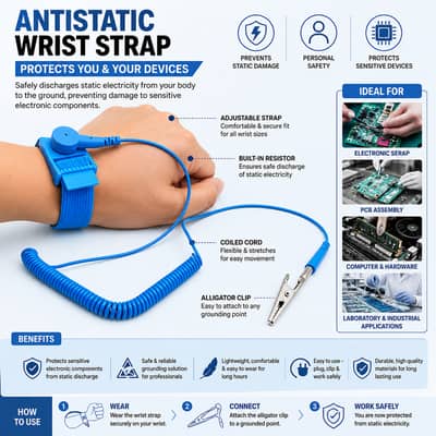 POSH VDT2 ESD Wrist Strap with Alligator Clip