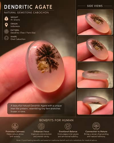 Dendritic Agate(عقیق شجری)genuine original rare gemstone gift item