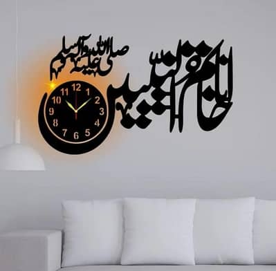 ISLAMIC CALLIGRAPHY WALL CLOCK WITH BACK LIGHT black 15×25"