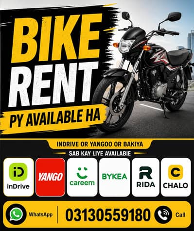 Bike For Rent Indrive Yango and Bakiya Full time