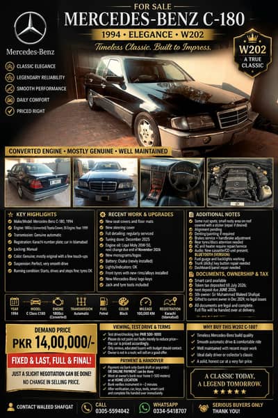 AUTOMATIC-03055594042-Mercedes Benz C180 ELEGANCE C Class1994 FOR SALE