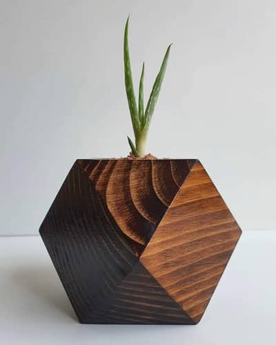 Geometric wooden planter