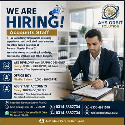 Part time (Office Boy + Web Developer ) + full time Assist. Accountant