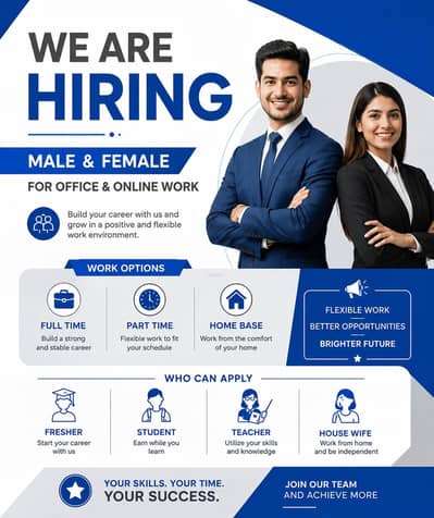 Hiring male and female for work.
