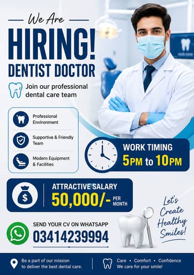 DENTAL DOCTOR REQUIRED (Male & Female) || Dentist ||BDS Jobs