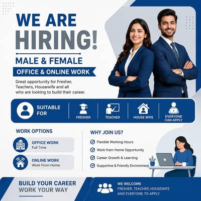 hiring male and female. Hiring now male and female. Golden opportunity