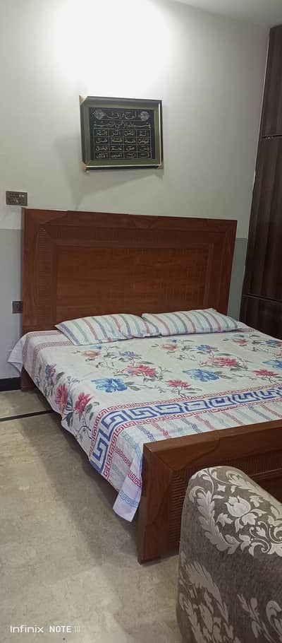 Wooden bed king size with mattress