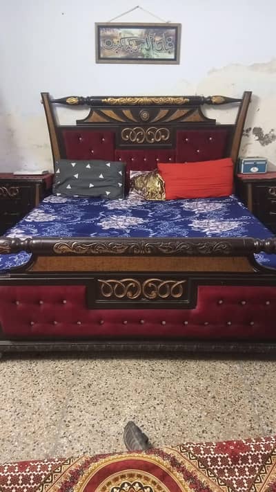 bed with side table